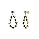 Black Onyx and Mixed Shaped Emerald Teardrop Earrings