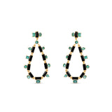 Black Onyx and Mixed Shaped Emerald Teardrop Earrings