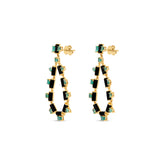 Black Onyx and Mixed Shaped Emerald Teardrop Earrings