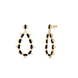 Black Onyx and Mixed Shaped Diamond Teardrop Earrings