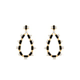 Black Onyx and Mixed Shaped Diamond Teardrop Earrings