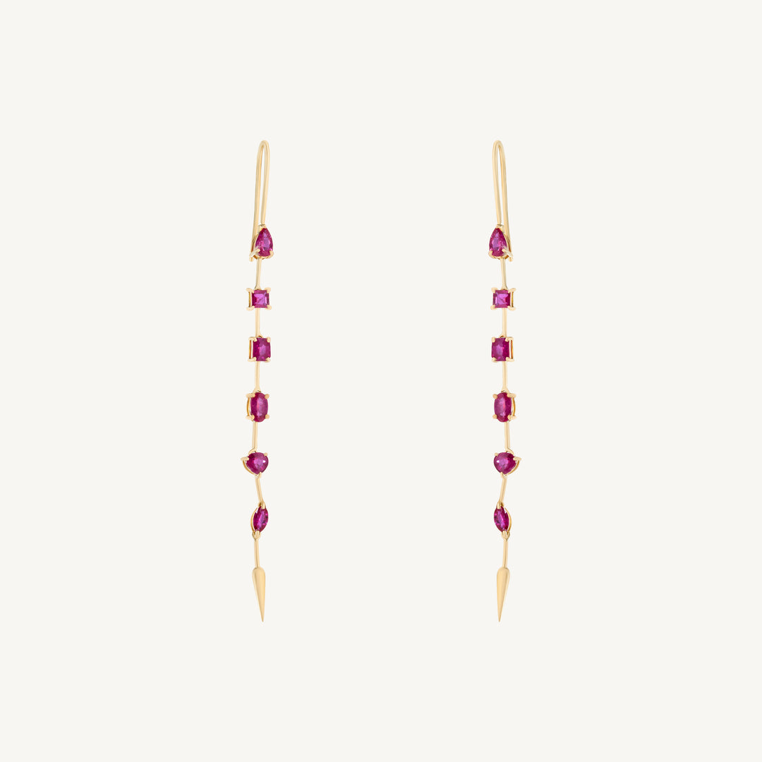 Linear Drop Mixed-Shape Fancy Cut Ruby Earring