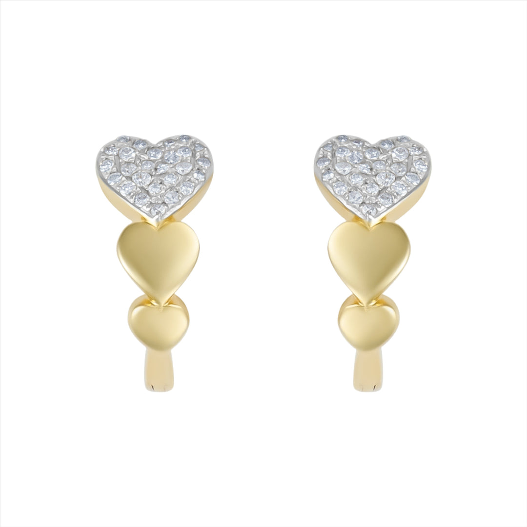 Graduated Pave Diamond Heart Shaped Huggies