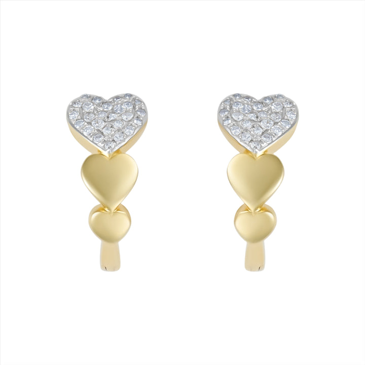 Graduated Pave Diamond Heart Shaped Huggies