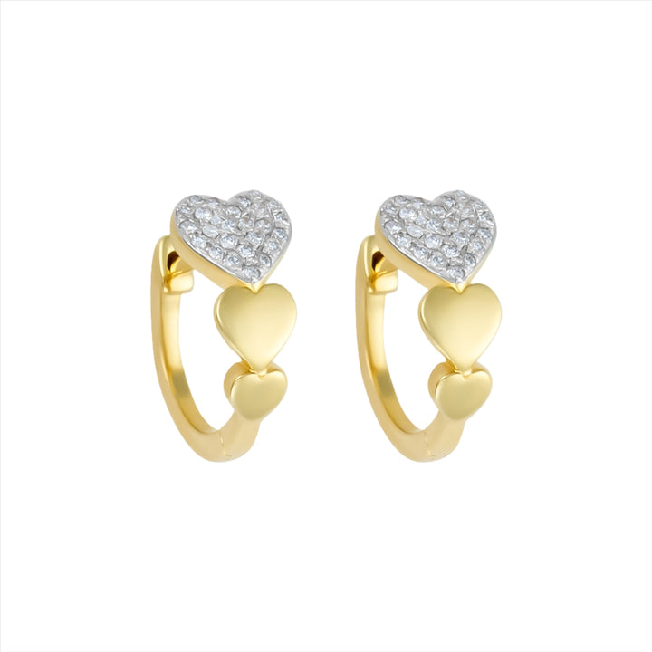 Graduated Pave Diamond Heart Shaped Huggies