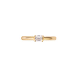 14K Gold Stack Ring with 0.29ct Emerald Cut Diamond Solitaire