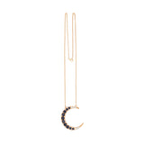 Sapphire & Diamond Crescent Moon Necklace, Medium