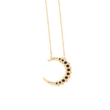 Sapphire & Diamond Crescent Moon Necklace, Medium