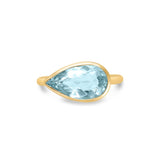 Aquamarine Bezel Set Pear Shaped Ring