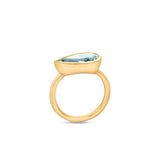 Aquamarine Bezel Set Pear Shaped Ring