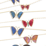 Medium Articulated Pink Tourmaline, Tsavorite, Sapphire & Diamond Butterfly Necklace