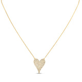 Medium Pave Diamond 14k Yellow Gold Heart Necklace
