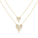 Medium Pave Diamond 14k Yellow Gold Heart Necklace