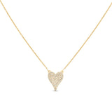 Small Pave Diamond 14k Yellow Gold Heart Necklace