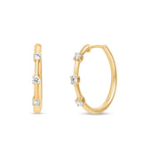 Diamond Studded Prong Set Hoops in 14k Yellow Gold