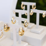 Medium Wave Ridge Hoop Earrings in 14K Yellow Gold