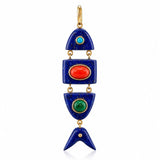 Poisson Pendant in Lapis, Turquoise, Coral, and Malachite