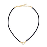 Leather Cord Necklace with Solid 14k Yellow Gold Clasp and Loop