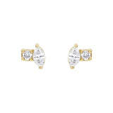 Marquise and Round Diamond Cluster Single Stud Earring