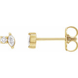 Marquise and Round Diamond Cluster Single Stud Earring