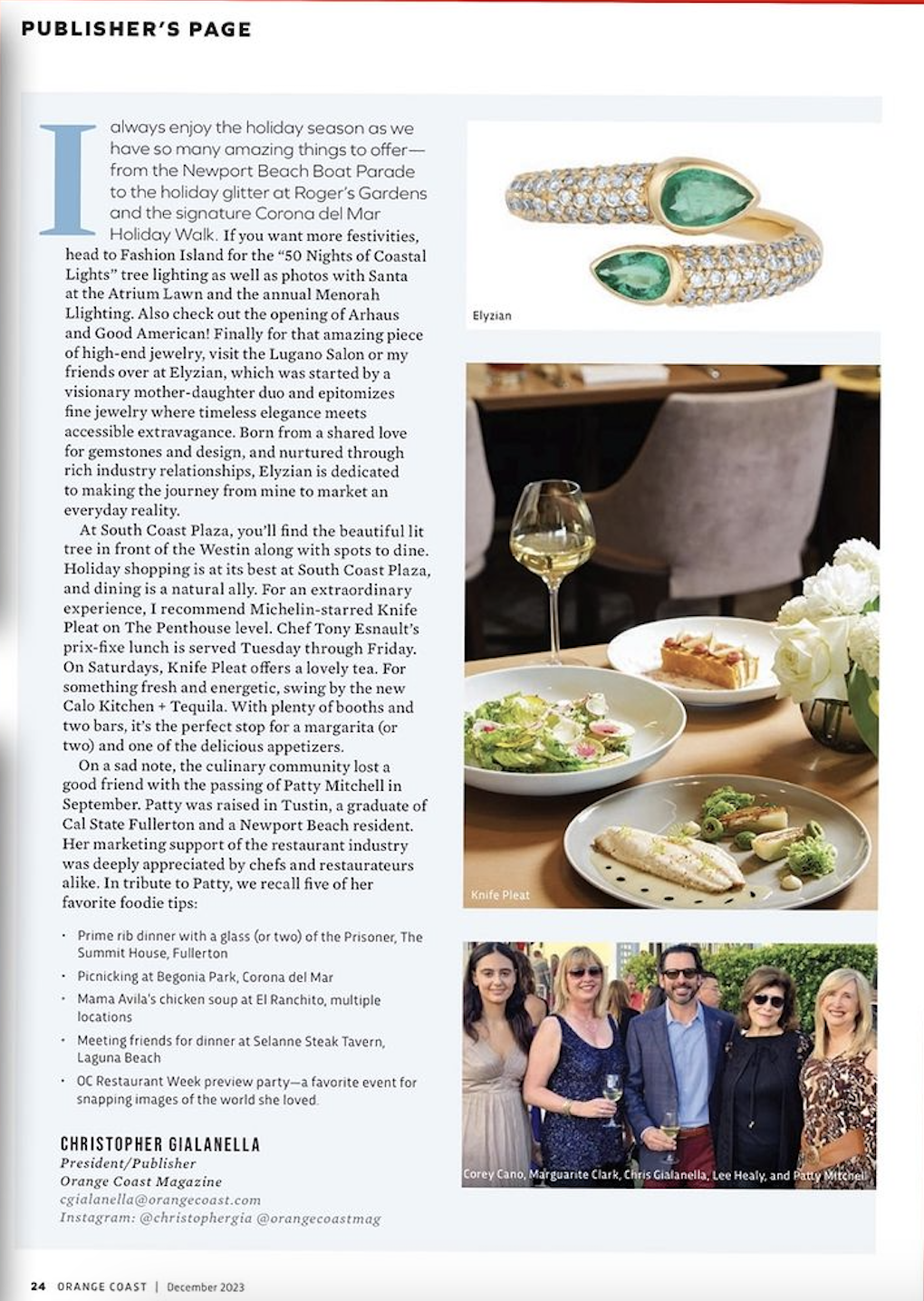 Orange Coast Magazine Elyzian Feature