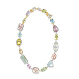 Pastel Gemstone and Diamond Necklace in 18k Yellow Gold