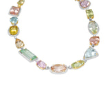 Pastel Gemstone and Diamond Necklace in 18k Yellow Gold