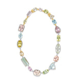 Pastel Gemstone and Diamond Necklace in 18k Yellow Gold