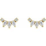Pear and Round Diamond Curved Bar Single Stud Earring