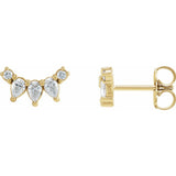 Pear and Round Diamond Curved Bar Single Stud Earring
