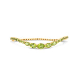 Peridot Wave Cuff Bangle in 14K Yellow Gold