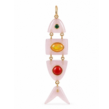 Poisson Pendant in Pink Quartz, Onyx, Opal and Coral