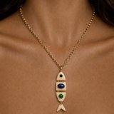 Poisson Pendant in Dolomite, Lapis, Malachite, and Onyx