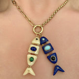 Poisson Pendant in Lapis, Onyx, and Turquoise