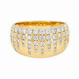 14k Yellow Gold Cigar Band Ring with Diamond Drip Accents