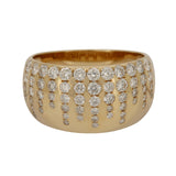 14k Yellow Gold Cigar Band Ring with Diamond Drip Accents
