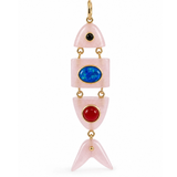 Poisson Pendant in Rose Quartz, Onyx, Opal, and Ruby