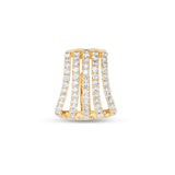 Stacked Pave Wave Bar Ear Cuff - 14k Yellow Gold