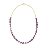 Victorian Button-Back Lilac Sapphire Necklace in 14k Yellow Gold and Black Rhodium