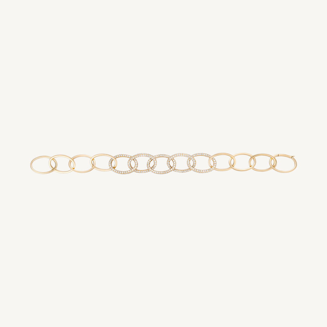 Italian Gold Chain and Diamond Link Bracelet