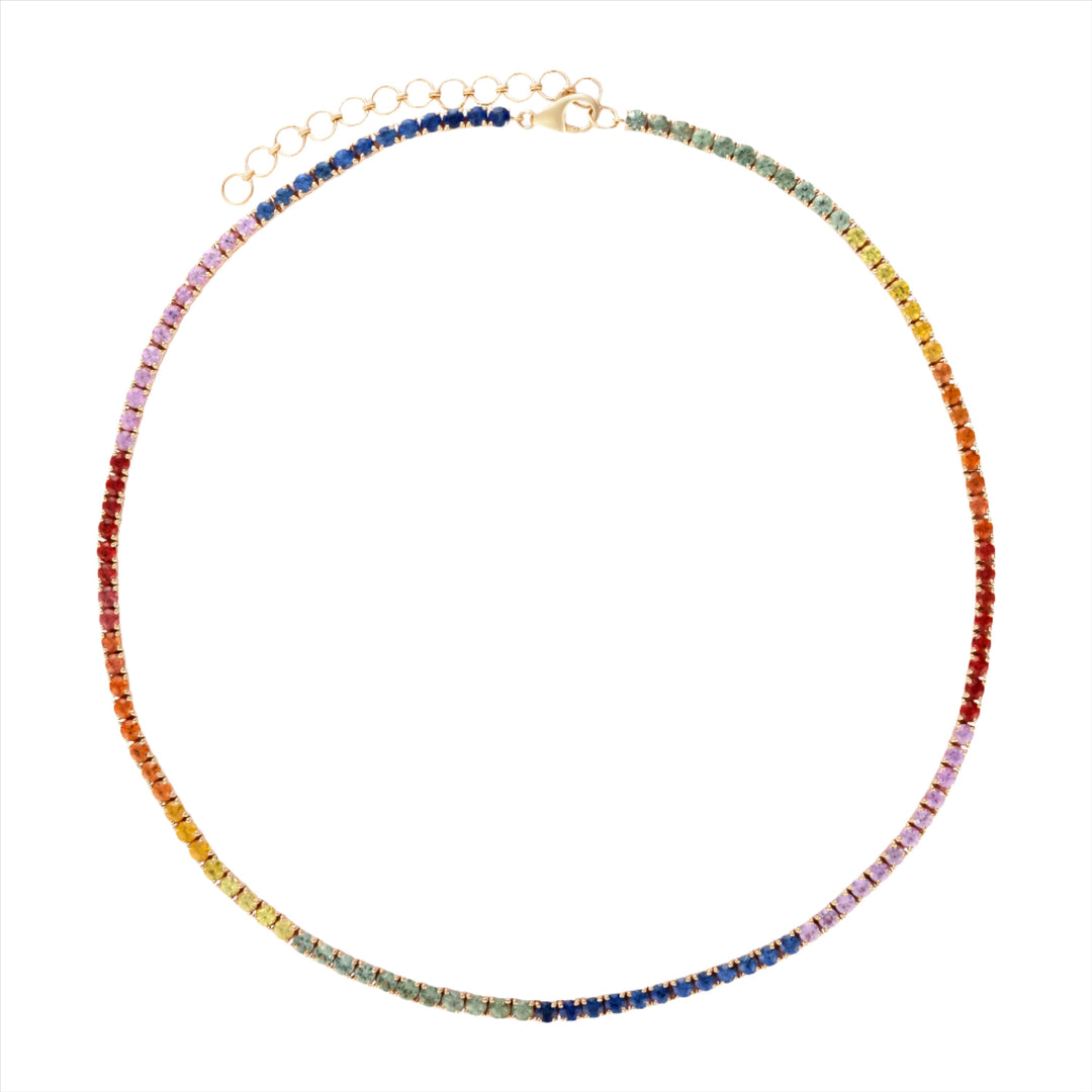 Multi-Colored Sapphire Tennis Necklace