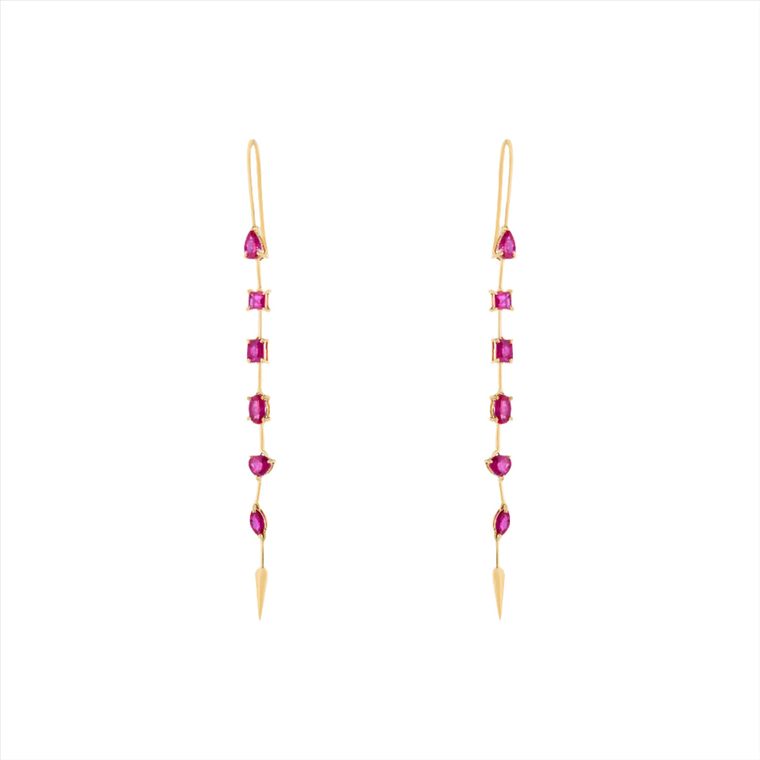 Linear Drop Mixed-Shape Fancy Cut Ruby Earring