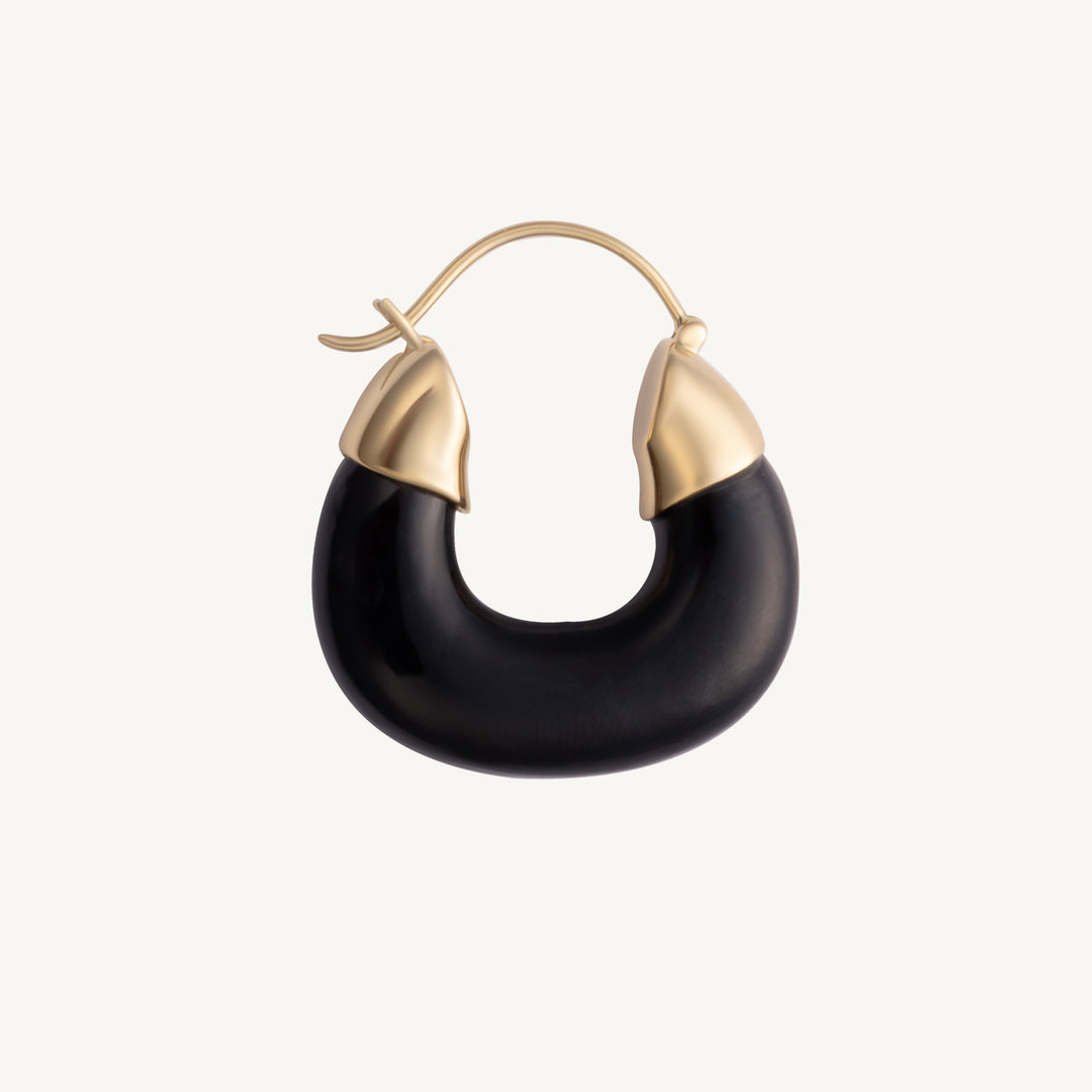 Black Onyx and Gold Earring