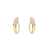 Gold and Scattered Diamond Loop Hoop Earrings in 14K