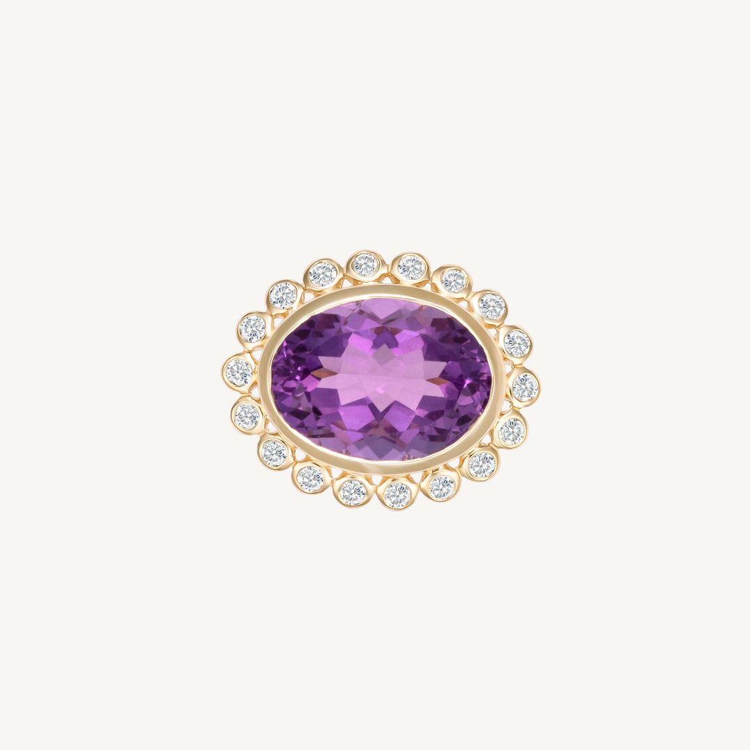 Large Amethyst and Diamond Cocktail Ring 