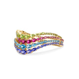 Peridot Wave Cuff Bangle in 14K Yellow Gold