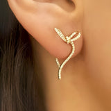 Gold and Diamond Bow Stud Earrings in 14K Yellow Gold