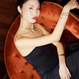Deco Style Black Onyx & Emerald Hexagonal Earrings in 14K Gold