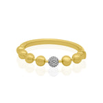 Bold Round Beaded Bangle with Pavé Diamond Accent in 14K Yellow Gold by Elyzian