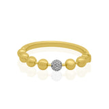 Bold Round Beaded Bangle with Pavé Diamond Accent in 14K Yellow Gold by Elyzian